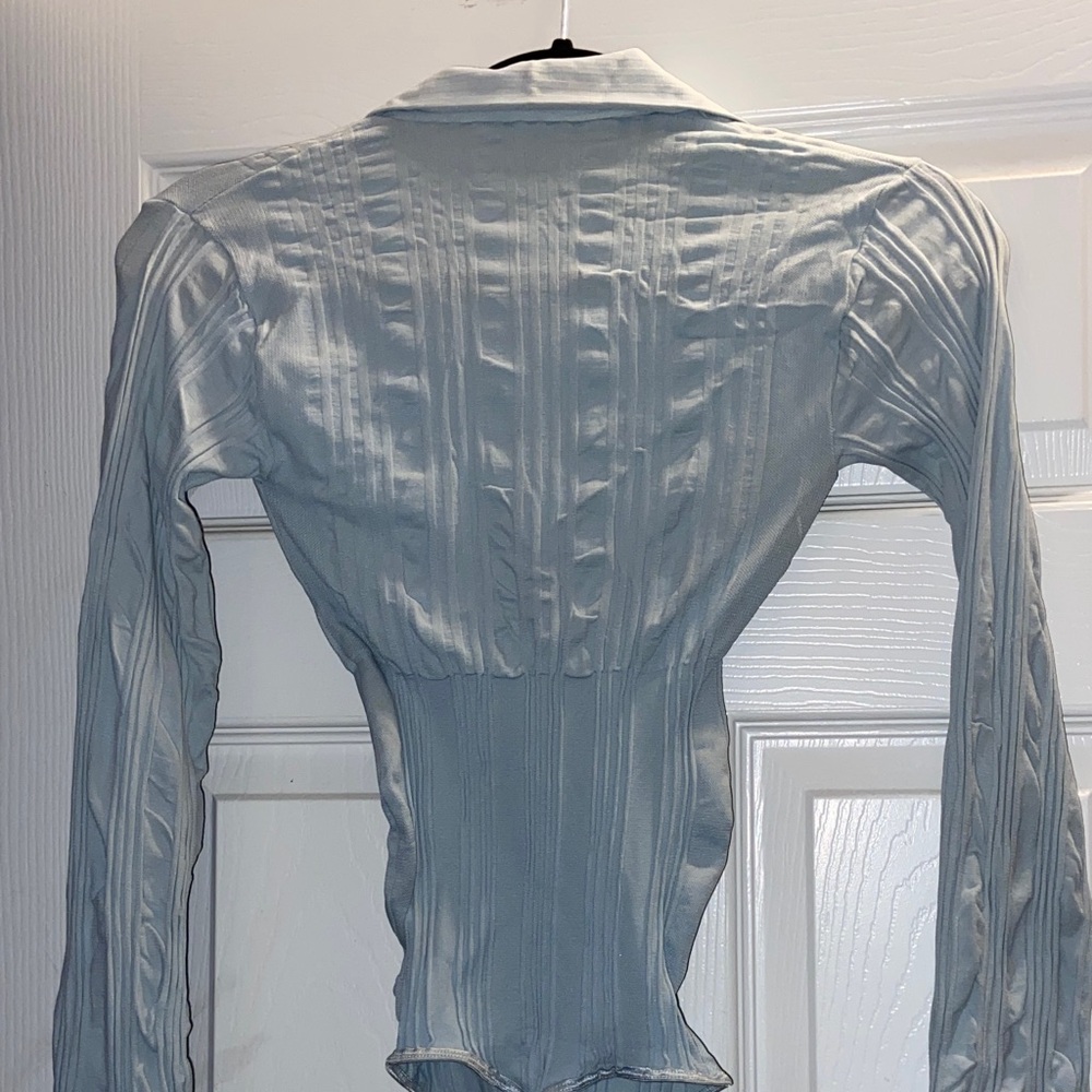 Chic Sky Blue Button-Down Bodysuit - image 2
